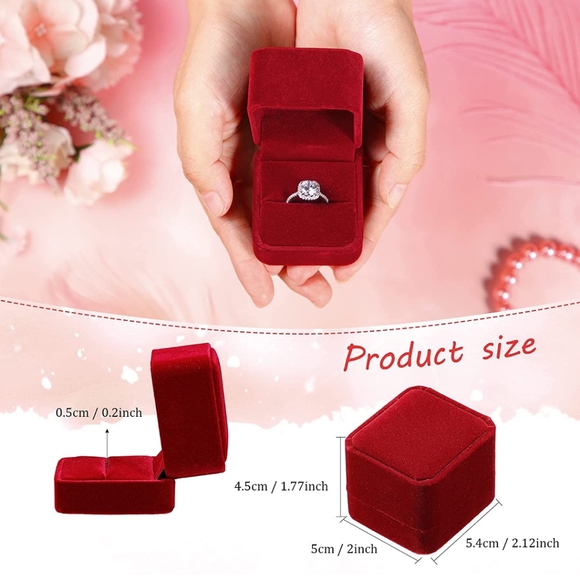 RED VELVET RING BOXES SET OF 6 - Picture 4 of 4